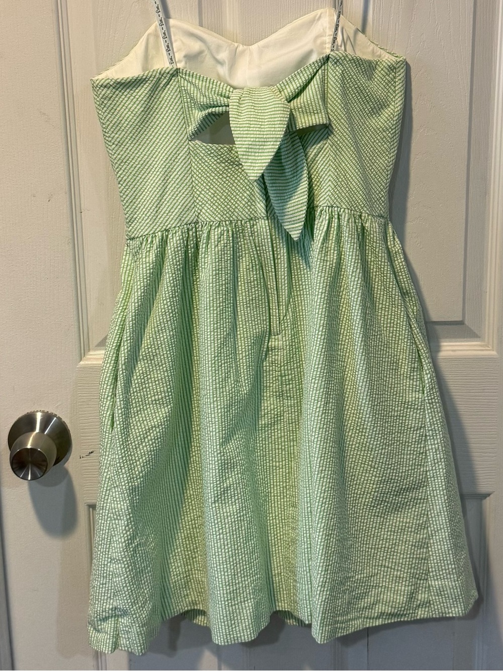 Lilly Pulitzer Richelle Dress Size 2 Green White Seersucker Strapless Preppy - Picture 5 of 12